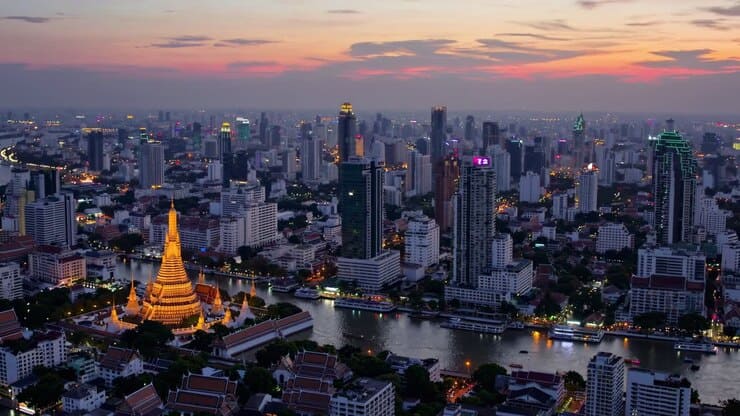 Bangkok skyline at dusk, Thailand