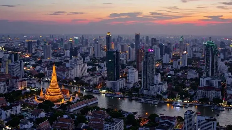 Bangkok skyline, Thailand — major banks typically require long-stay visas for foreigners