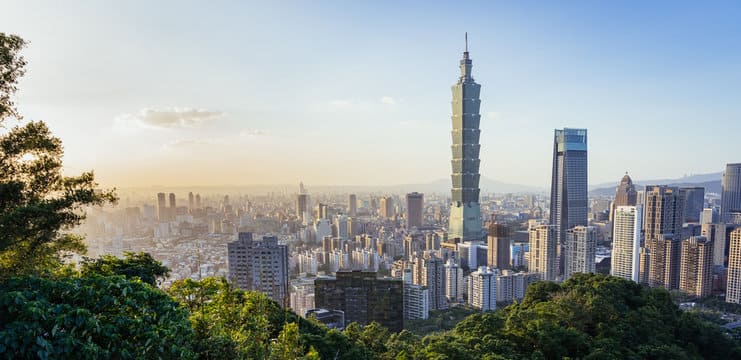 Taipei skyline at dusk, Taiwan
